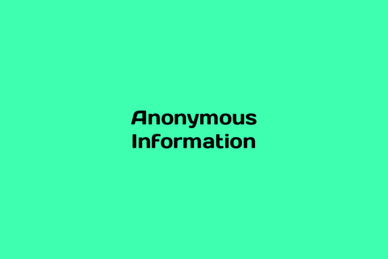 What is Anonymous Information