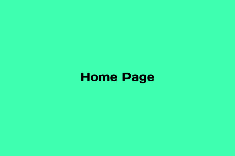 What is a Home Page