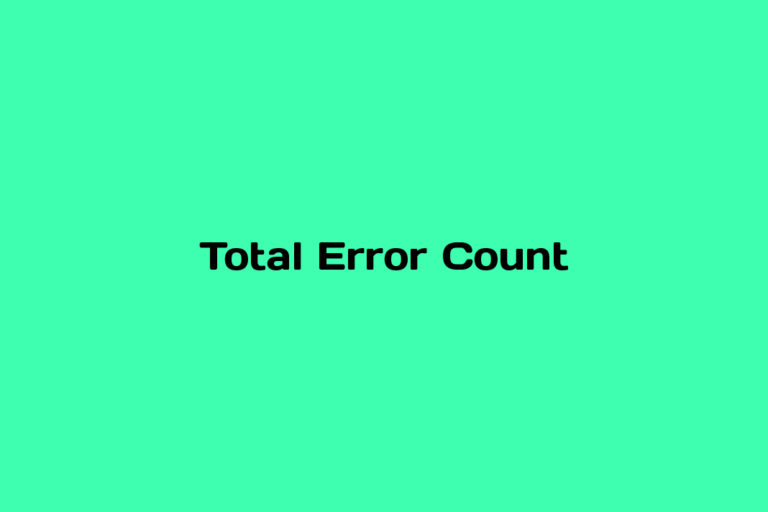What is Total Error Count